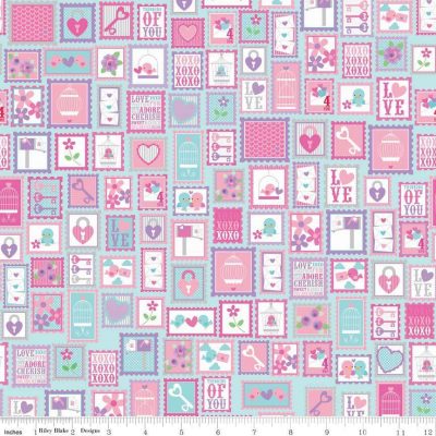 Fabric Letters 10cm – Cute Love Birds Hearts