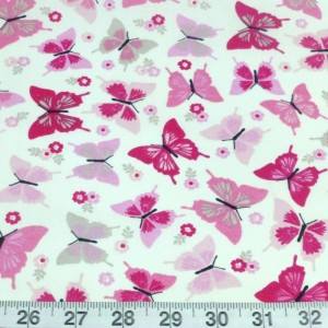 Fabric Hearts 12cm – Pink Butterflies